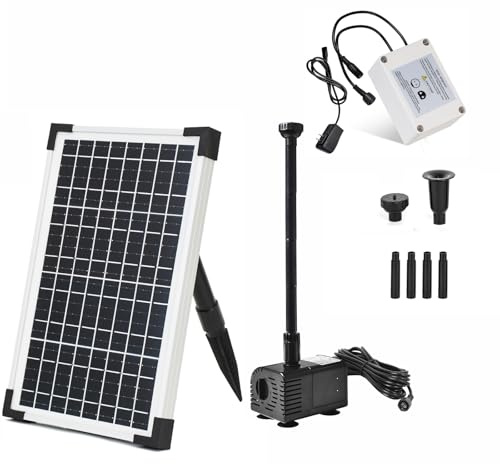 ECO-WORTHY Water Fountain Pump Kit 13W with 2600mah battery, 216GPH Submersible Powered Pump and 13 Watt Solar Panel for Sun Powered Fountain, Fish Pond, Pond Aeration, Garden Decoration