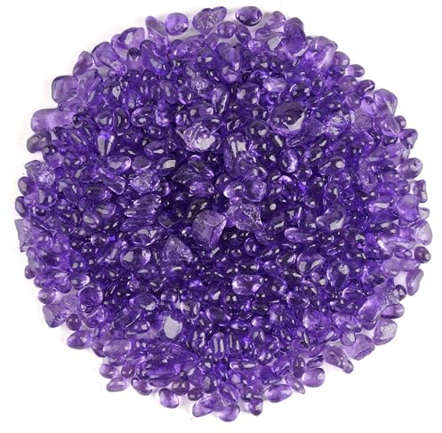WAYBER 1 Pound Tumbled Sea Glass Pebbles Decorative Glass Stones, Purple
