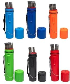Vibsky Tubo de almacenamiento de varilla de soldadura, capacidad de 4,5 kg, 350 mm de longitud, plástico resistente con protección contra la humedad, clip de transporte, escala de medición, colores