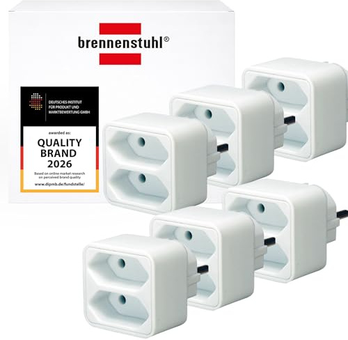 Brennenstuhl 6-pack grenuttag (2-vägs Euro-adapter med ökat beröringsskydd) vit