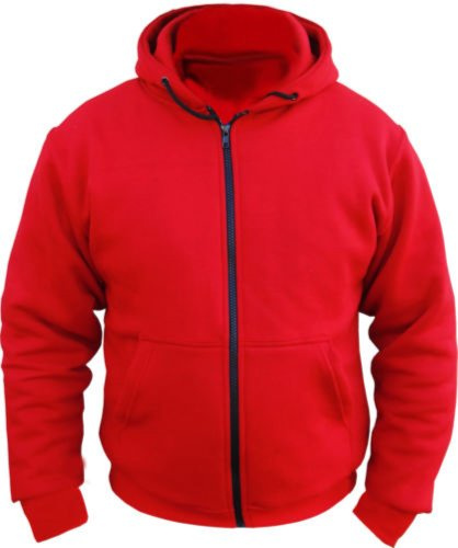 Bikers Gear CE bepansade 100% helt Kevlar ultimat motorcykelskydd röd huvtröja huvad fleece (2XL = 48