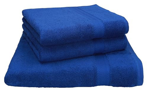 Betz Juego de Toallas para la Sauna XXL Toalla de baño Mano Premium 100% algodón 1 Toalla de Sauna 70x200cm 2 Toallas 50x100cm de Color Azul Real