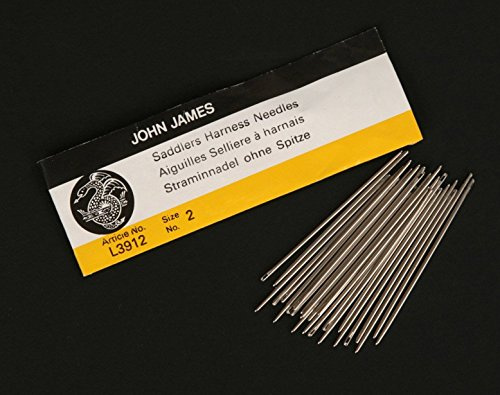 John James RMLeatherSupply - Lot de 25 aiguilles à harnais à pointe émoussée pour cuir, matelassage et perlage (taille 0 (1/0))