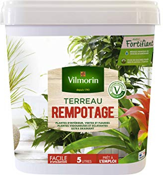 VILMORIN - Terreau Rempotage en Seau de 5 Litres - Pour Plantes d'Intérieur - Prêt à l'Emploi - Convient à la plantation, au Rempotage et au Surfaçage - Formule Complète Aérée et Ultra-Drainante - Uti