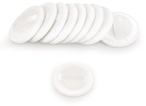 Framendino, 10 Pack Cutton Powder Puff Cosmetic Makeup Velour Soft Pads with Ribbon Face
