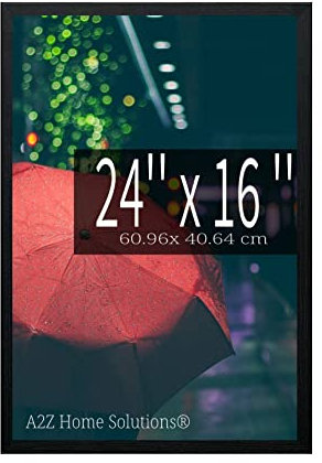 A2Z Home Solutions® Wall Floating Poster Frame 24 x 16 Inch Black Frame Display 40.64 x 60.96 cm Wall Photos Prints Pictures Hanger Portraits Landscapes With Clear HD Perspex Strong 30x15 MM Moulding