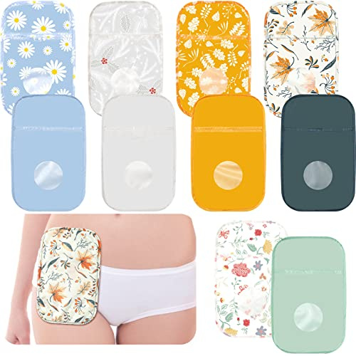 10 Pcs Ostomy Bag Covers for Women Men Waterproof Shower Cover | Colostomy Bag Covers, Washable Ostomy Pouch Liner, Lightweight Fit, Adjustable Opening, Odor Reducing, for Care Protector