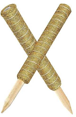 ASAB 2 Pack Moss Pole for Monstera Cheese Plant, Natural Fibre Strong Coconut Coir Pole, Breathable Moisture Absorbing Totem Pole, 16 Inch, Brown
