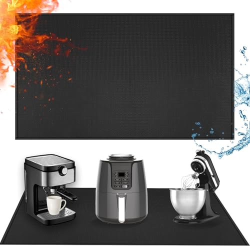 Amerbro Heat Resistant Mats for Air Fryer on Countertop, 48 x 24in, Black