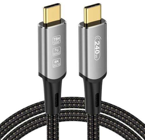 DGHUMEN USB 4-kabel med Thunderbolt 4-kabel 1 m 240 W laddningskabel 40 Gbps datakabel 8K @60Hz 4K @120Hz HDR PD3.1, USB C till USB C-kabel för iPhone 15Pro, Macbook, iPad Pro, SSD, bärbara datorer