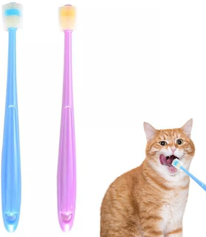 2 Stück Hunde zahnbürste, 360-Grad-Zahnbürste aus weichem Silikon für Haustiere, Zahnpflege, Zahnpflege für Katze, Mundhygiene für Haustiere, Tiefenreinigungsset für die Mundhöhle