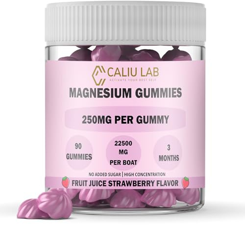 Citrato de Magnesio 250 mg - Gominolas de Magnesio 125 mg - Reduce el Estrés, Mejora el Sueño y el Rendimiento Muscular - Sabor Fresa - 90 Gominolas - Suplemento para 3 Meses