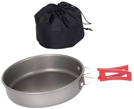 Ronyme Frying Pan Nonstick Cookware with Folding Handle Cooking Skillet Saucepan for Picnic Outdoor Backpacking Hiking Camping, 15.3 cmx3.5 cm