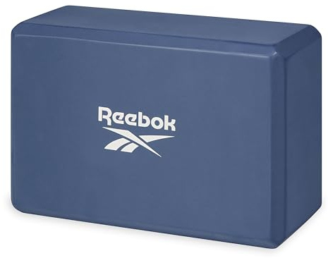 Reebok Solid Yoga Block (Hoops Blue), 4” x 6” x 9” Yoga Brick with Lightweight Support for Flexibility, Balance & Alignment, Portable Foam Block for Fitness, Home Workout, Stretching & More