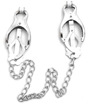 Nipple Clamps with Chain, Stainless Steel Adjustable Nipple Clamp,Non-Piercing Nipple Rings Decorative Clip,Women Men Couple Toys Accessorieser (Chain Clamps-1)