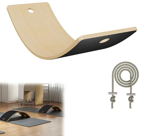 YRHome Tabla de equilibrio negra de madera para niños, entrenador de equilibrio, 82 x 30 cm, tabla de equilibrio para interiores, gimnasia y fitness, tabla de equilibrio y juguete basculante