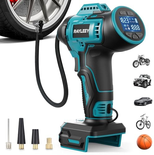 RAYLEEY Akku Kompressor für Makita LXT-18V-Akku, 11 Bar/160PSI Luftkompressor Akku mit Automatische Abschaltung, Elektrische Luftpumpe für Auto, Motorrad, Fahrrad, Bälle (ohne Akku)