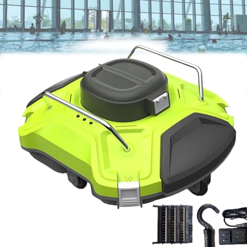 Poolrobot, 120 minuters rengöringstid, 90 m², dubbelmotor, trådlös pooldammsugarbatteri, LED-indikatorer, självparkeringsfunktion, IPX8 vattentät, för ovanmarkspooler