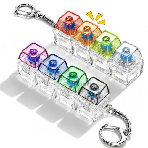Quelcc 2 Pièces Jouet Fidget Clavier Porte-Clés, Clavier Clics, Fidget Toys Anti Stress, Anti Stress Clavier, Touche de Clavier Anti Stresss, pour Décompression Décoration, Transparent