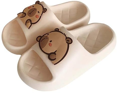 Generisch Chanclas de baño para mujer, zapatillas de baño, pantuflas de pantuflas, lindas sandalias Capybara de EVA, zapatillas casuales con suela suave, beige, 35 EU