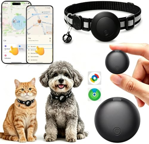 Traceur GPS pour Chat et Chien, Collier GPS Chat Chien sans Abonnement, Collier Localisateur Chien Traceur Compatible iOS et Android avec IP67 Étanche, Pour Chiens et Chats et Autres