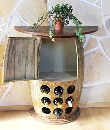 DanDiBo Weinregal Holz Fass Konsolentisch Wandtisch 1500 Bar Flaschenregal 85 cm Weinfass Holzfass Schrank