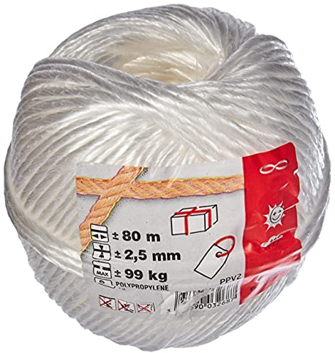 Chapuis PPV2 polypropylensnöre – 99 kg – titrering 2/700 – diameter 2,25 mm – 250 g – längd 80 m – vit