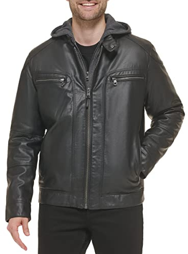 Calvin Klein Men’s Motorcycle Jacket With Removable Hoodie