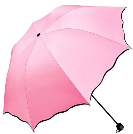 Maibar Parapluie Pliant Femme Anti-UV Dentelle Parapluies Ombrelle Parasol Umbrella Venteux Pluie en été (J-Rose)