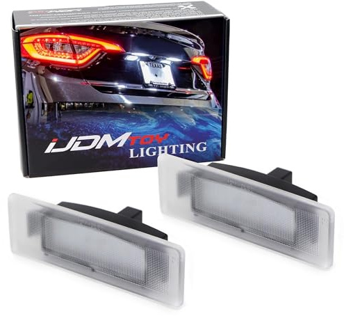 iJDMTOY OEM-Fit 3W Full LED License Plate Light Kit Compatible With Kia Optima K5 Cadenza & Hyundai Sonata, Powered by 18-SMD Xenon White LED & Can-bus Error Free