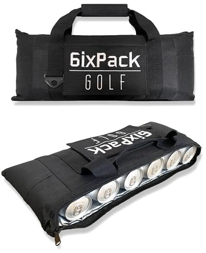 6ixPack Golf Golf Cooler Bag Plus 2 Ice Packs - HD Closed Cell Insulation Keeps Drinks Cold for Hours - Holds 6 Cans - Fits Discreetly in Golf Bags - Includes Cary Strap - Golf Accessories for Men