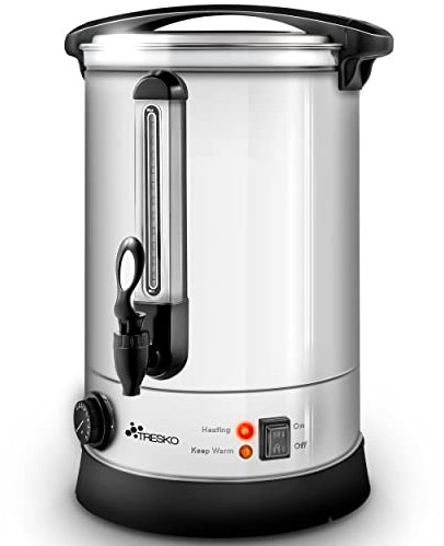 TRESKO® Dispensador de Bebidas Calientes y Frías de Acero Inoxidable 10L | Acciaio Inox | 1500W | Hervidor de Vino, Agua Caliente, Té, Café | Caldera de Cocción Automática | Olla eléctrica