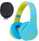 PowerLocus P2 Kids Headphones Wireless, Bluetooth Headphones for Kids Over Ear with Volume Limit 85DB, Built-in Microphone, Foldable, Carry Case, Micro SD/TF for iPhone/iPad/Laptop/PC/TV (Blue/Green)