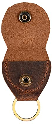 CestAntiQ Handmade Rustic Leather Guitar Pick Holder & Keychain Key Organizer, Brown Leather, Vintage Style, Durable Compact Design, Unique Musician Accessory & Custom Key Holder