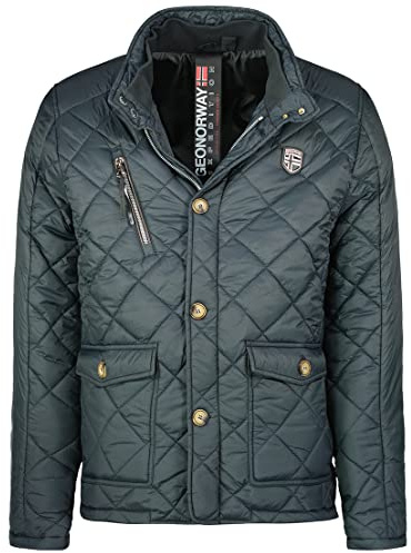 Geographical Norway Cargue Men - Chaqueta acolchada cálida para hombre - Chaqueta de abrigo cálida con forro de invierno para hombre - Chaqueta a prueba de viento de manga larga (Negro M)