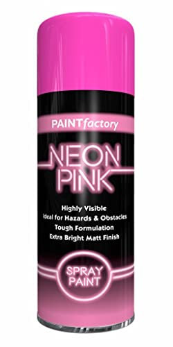 Neon All Purpose Aerosol Bright Spray Matt Gloss Spray Paint Satin Primer Metal Wood Plastic Fabric Indoor Outdoor, Interior & Exterior Paints 200ml (Pink Spray)