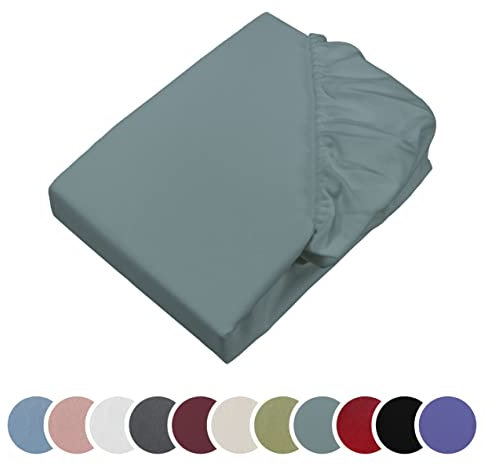 sleepling Biber Spannbetttuch, Feinbiber Spannbettlaken, Made in Germany, 100% Baumwolle, Matratzen bis 23 cm Höhe, Rundum Gummizug, Ökotex, waschbar 60 Grad, 90 x 200, Jade grün
