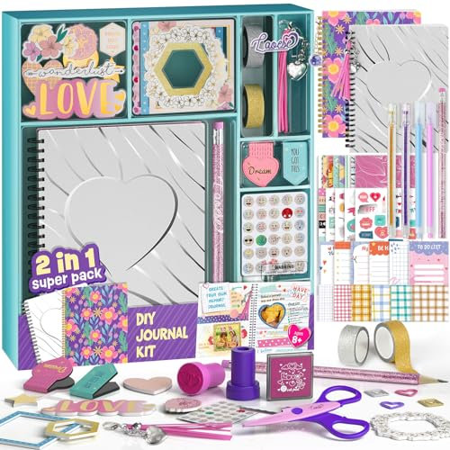 LAOESE 2er-Pack DIY-Tagebuch-Set – Geschenke für Mädchen im Alter von 8 9 10 11 12 13 14 Jahren – Ideen für Geburtstagsgeschenke – Basteln für Mädchen 8 10 11 12 Jahre Kinder –Weihnachten Geschenke
