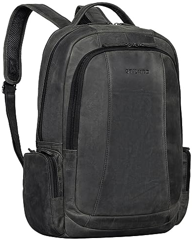 STILORD 'Waldo' Vintage Mochila de Cuero para Damas y Caballeros con Muchos Compartimientos y Laptop, Color: Carbono - Gris