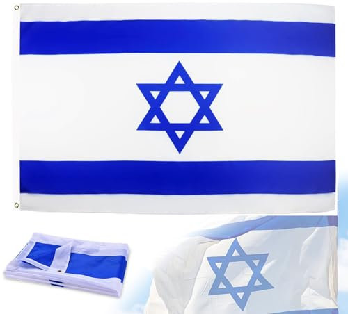 HZMJDHZM Drapeau Israël,90 x 150 cm,Affichage Extérieur Résistant au Vent et aux Intempéries,Indéchirable et Durable,Polyester,Fixation Facile au Mât ou au Bal