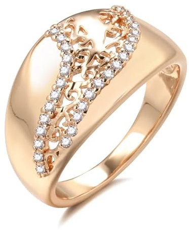 BISONBLUE Ringe Damen Damenschmuckring Rings Herren Geschenk Luxusringe für Frauen, glänzender natürlicher Zirkon, einfach gemusterter Kronenring