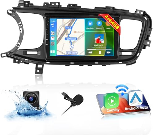 5Ghz WiFi 4G+64G Android 15 Radio for Kia Optima K5 2011-2015 Car Stereo with Wireless Carplay Android Auto, 9 Inch HD Touchscreen with WiFi GPS Bluetooth FM/RDS 32EQ SWC AHD Backup Camera MIC