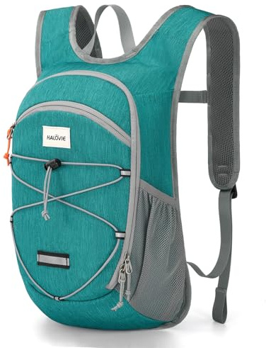 HALOVIE 15L Foldable Hiking Backpack Phone Pocket Lightweight Travel Daypack with Chest Strap Small Packable Pack for Walking Women Men (Cyan)