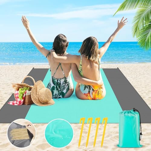 Cirulli Esterilla Playa 210 x 200 cm, Estera de Playa Plegable, Toalla Playa Grande, Picnic Blanket,Manta Picnic Impermeable, Alfombra Exterior Estera de Playa para Picnic, Playa, Camping