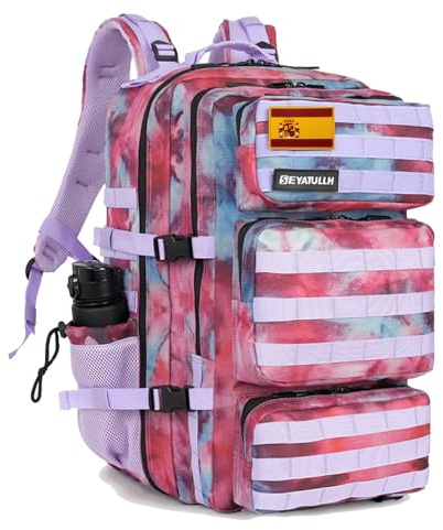 SEYATULLH Mochila Táctica Militar Mochila 55L del Ejército Bolsa de Asalto Molle Mochila de Senderismo (Camuflaje nebulosa)