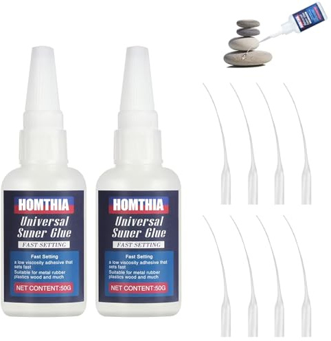50 g vattentätt marmorlim, snabbtorkande lim för sten | Starkt keramiskt lim med 8 droppar, snabb reparation, 2 flaskor transparent porslinslim för sten metallglas