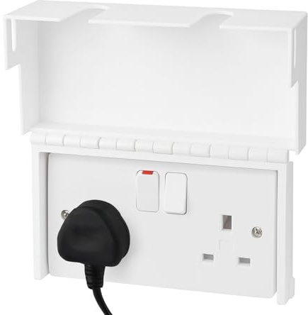 Electric Plug Socket Cover (1 Pack, Double) – Child Safety Cover for UK 3-Pin Sockets – Prevents Tampering & Accidents – White – Ideal for Home, School, Nursery