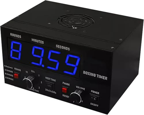 Drmoxin Temporizador Clásico De Intervalos para Boxeo con Pantalla LED, 1 a 12 Rondas De Desafío,Permite Entrenamientos De 30 Segundos a 10 Minutos Y Periodos De Descanso De 0, 30 O 60 Segundos Blue