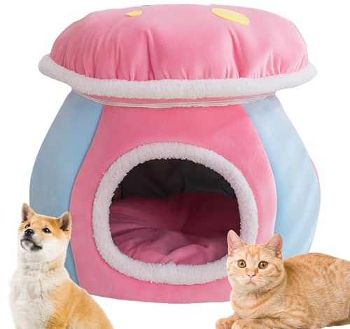 Caverne pour Chat,Niche pour Chien en Forme de Champignon Partiellement Fermée | Lit et Niche pour Chat - pour Le Salon La Chambre Le Balcon L'Appartement Et La Maison