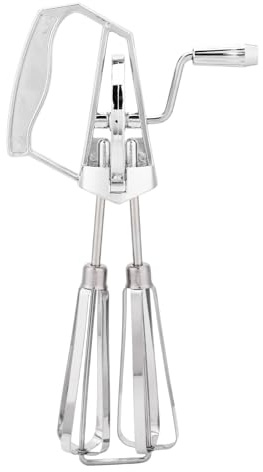 Dual Rotary Hand Egg Beater, Stainless Steel Rotary Hand Whisk Non-Electric Kitchen Whisk Tool for Baking Cooking Cream & Batter
